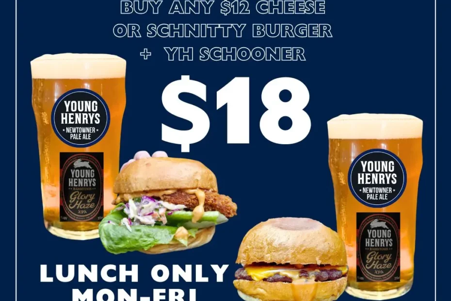 Burger + Beer Combo at The Forgotten Cask, Waterloo. Buy any $12 Cheese or Schnitty Burger + YH Schooner for just $18! Mon-Fri 12-5pm