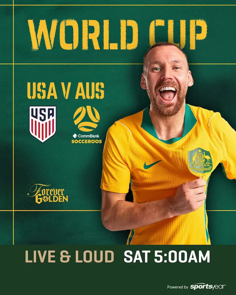 Join us for Socceroos Live & Loud @ The Forgotten Cask. USA vs Australia - OPEN FROM 4.30AM. 123 Botany Rd, Waterloo.