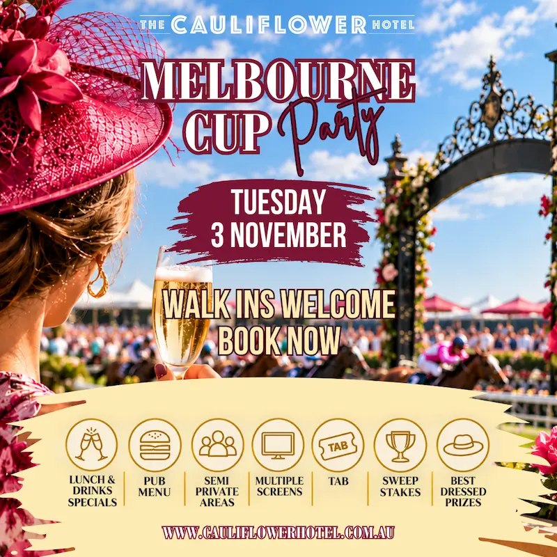 Melbourne Cup Party @ The Forgotten Cask. 03/11/26. Sweep Stakes | TAB | Best Dressed Prizes. 123 Botany Rd, Waterloo.